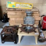 Two portable acetylene cooking burners with side m