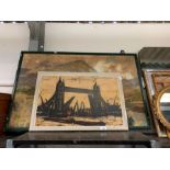 Bernard Buffet print & large train in mountain scene