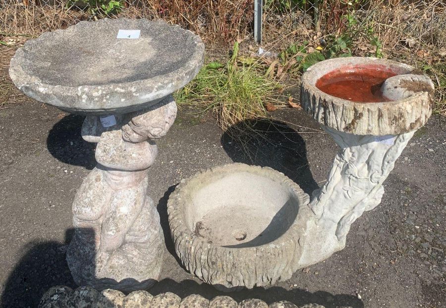 Pair of reconstituted stone bird baths