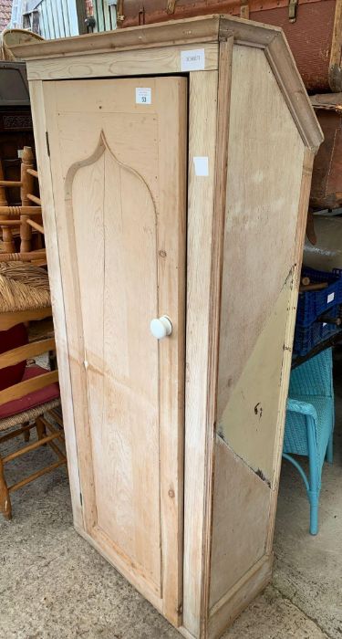 Victorian stripped pine wardrobe with ceramic hand - Image 2 of 3