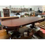 Large mahogany oval pedestal dining room table