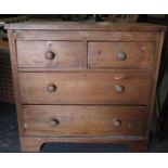 Rustic pine chest of drawers, 2 short, 2 long