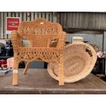 Wicker chair & laundry basket