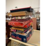 Boxed games to include Risk, Whirligo, Buccaneer,