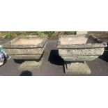 Pair of reconstituted stone urn planters