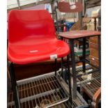 Metal framed industrial work stool, together with