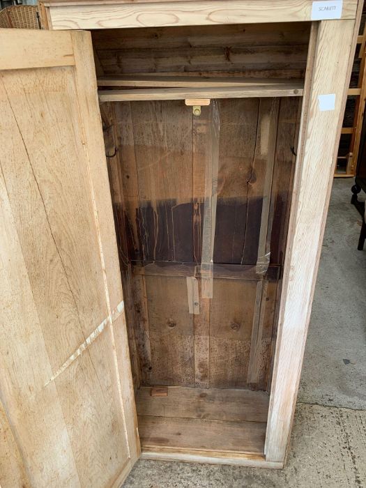 Victorian stripped pine wardrobe with ceramic hand - Image 3 of 3