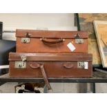 2 vintage leather suitcases