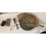 Vintage fishing gear including metal bait