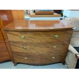 Oval bow fronted 3 drawer chest of drawers