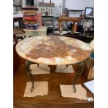 1970's Italian marble top circular coffee table on