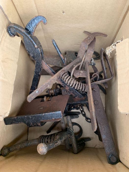 Two boxes of vintage mole traps