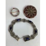 A continental lapis lazuli set bracelet, stamped ‘