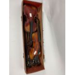 Two unnamed violins, the bodies 31cm and 31.7cm lo