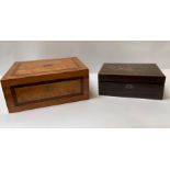 A 20th century birds eye maple and oak veneer box,