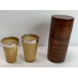 A pair of late Victorian graduated horn beakers, w