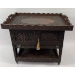 A Victorian Indian folding hardwood table on caste