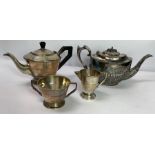 A silver three piece Art Deco tea service, by Jose