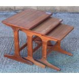 A nest of three teak mid 20th century Danish table