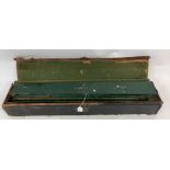 A 19th century wooden framed gun case with leather