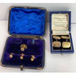 A pair of cufflinks, stamped ‘9ct on silver’; four