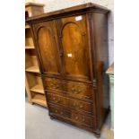 Walnut drinks cabinet with two door cupboard & 3 d