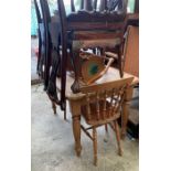 Pine kitchen table with 2 chairs & cake stand