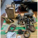 Valor fuel can, meat mincers, brass blowlamp etc