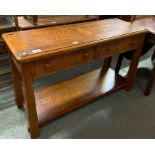 Modern oak console table with 2 drawers
