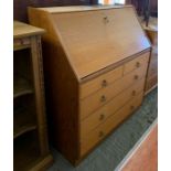 Mid 20th century bureau with 2 small & 3 long drawers