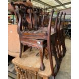 4 mahogany carved dining chairs with ball