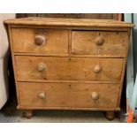 Victorian pine chest of drawers, 2 short, 2 long
