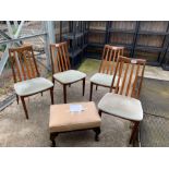 Set of 4 G Plan dining chairs & footstool