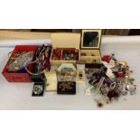 Shelf of jewellery boxes, costume jewellery, beade