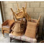 Bamboo and cane/wicker items to include a settee &