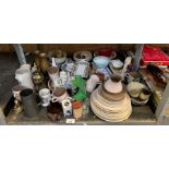 Shelf of china to include Crested ware, part Denby