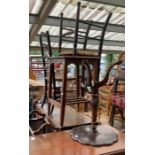 WITHDRAWN 2 drop leaf tables, 2 rush seated chairs