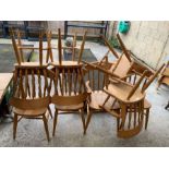 8 beech dining chairs (2 carvers)