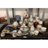 Shelf of china to include Old Worcester Parrot, We