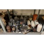 Scales, metalware, glassware, bed warmers etc