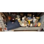 Shelf of plates, earthenware, Portmeirion plate, g