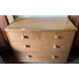 Victorian pine chest of 2 short & 3 long drawers