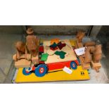 Collection of old childrens wooden toys, with some