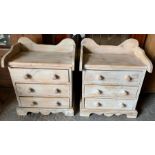 Set of limed oak 3 drawer bedside cabinets