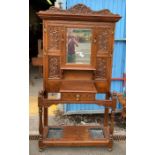 Oak 20th century hall stand with carved decoration