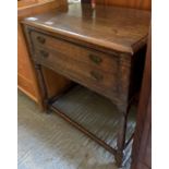 Stained oak set of 2 drawers with a canteen of Viners cutlery