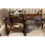 Childrens size rocking chair along with piano stoo