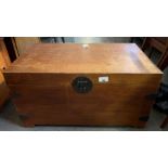 Large hardwood chest with metal fixings