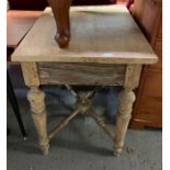 Small Victorian pine kitchen table with x stretche