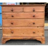 Large Victorian pine chest of drawers, 2 short, 3
